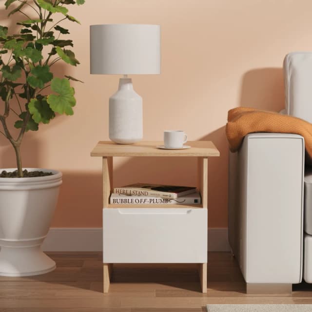 Ready Assembled 2 U Lucca Bottom Drawer Lamp Table (Ready Assembled) in Light Oak Size: Small Light Oak Unisex Small