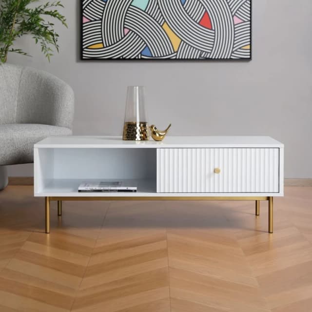 Home Garden Direct Devon - Coffee Table with Drawer - White White Unisex