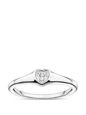 Thomas Sabo Heart Ring, White, Size 54, Women