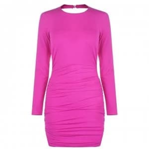 Bardot Buttoned Party Dress - Pink