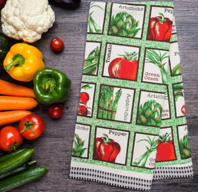 Velosso Peppers Printed Cotton Tea Towels, Fast Absorbent, Pack Of 3