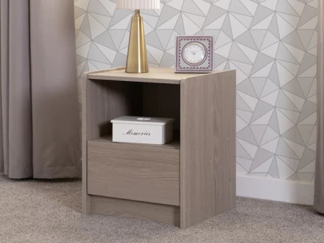Seconique Paris Smoked Ash 1 Drawer Bedside Table