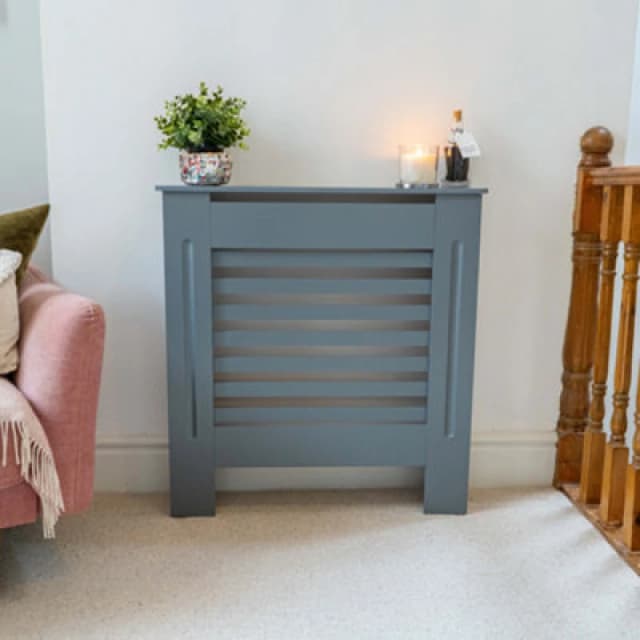 Jack Stonehouse Horizontal Slat Grey Mdf Wooden Radiator Cover - Small - 78Cm (W) X 81.5Cm (H) X 19Cm (D)