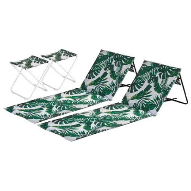 Harbour Housewares 4 Piece Folding Beach Furniture Set - Banana Leaf