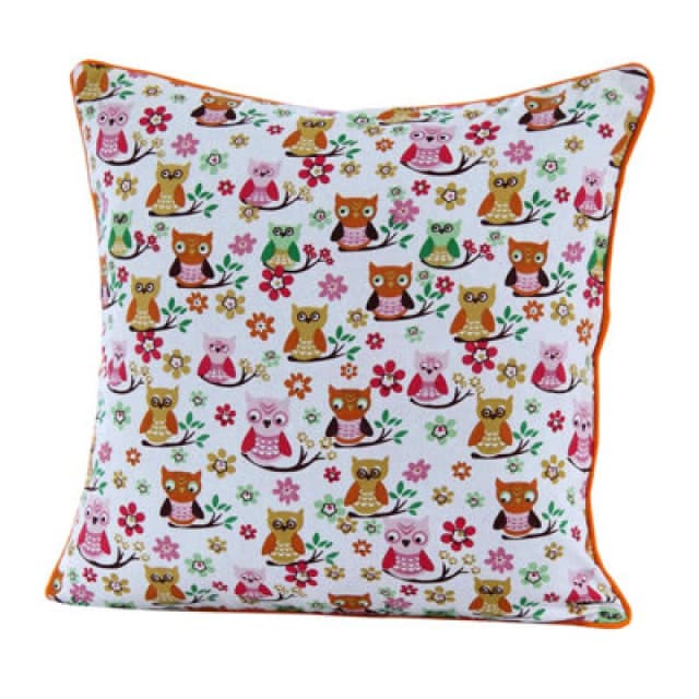 Homescapes Cotton Owls Cushion Cover, 60 X 60 Cm