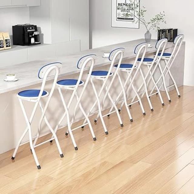 MCC Direct Folding Breakfast Bar Stool padded High Chair Set of 6 White in Blue Blue Unisex