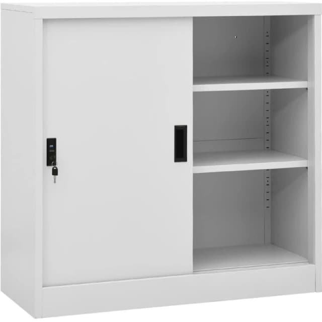 VIDAXL Office Cabinet with Sliding Door Light Grey 90x40x90cm Steel Vidaxl 8720286563823
