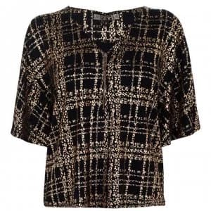 Biba Check Zip Top - Black