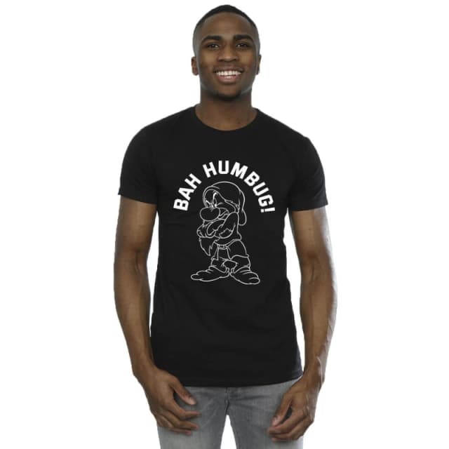 Disney Men Snow White Grumpy Humbug T-Shirt in Black Size: Small Black S Male 5063153071742
