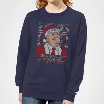 Make Christmas Great Again Womens Christmas Sweatshirt - Navy - L