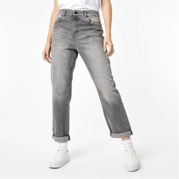 Jack Wills Maddison High Rise Straight Leg Jeans - Grey