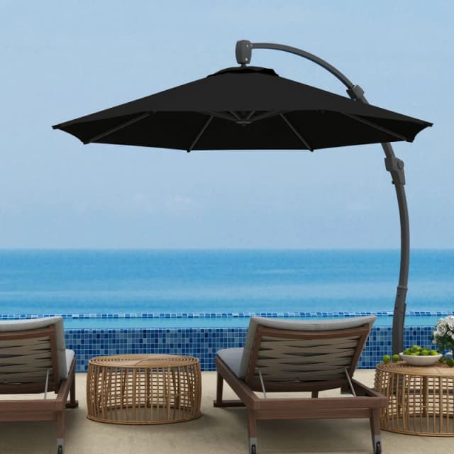 Outsunny 3(m) Garden Cantilever Parasol with Crank Aluminium Frame - Black TJ Hughes 5063603151925
