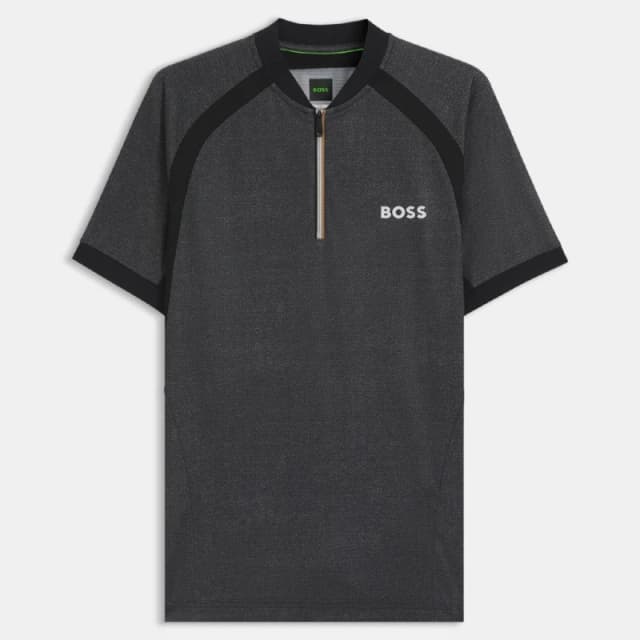 Boss PL_TOC Matchball Zip-Neck Mesh Polo Shirt Black male S