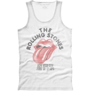 The Rolling Stones - NYC '75 Mens Large T-Shirt Vest - White