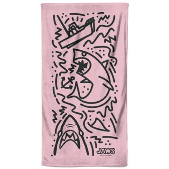 Zavvi Jaws Pink Shark Doodles Beach Towel
