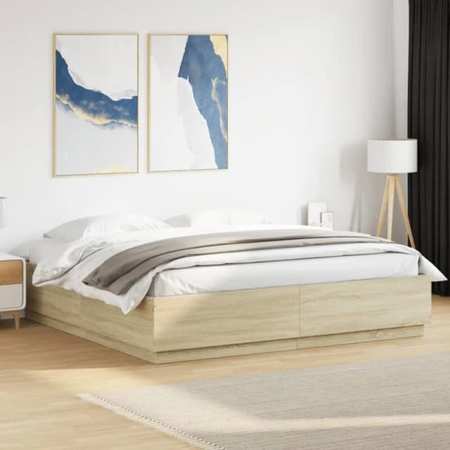 VIDAXL Vidaxl - Bed Frame with LED without Mattress Sonoma Oak 180x200cm Super King 8721012273276