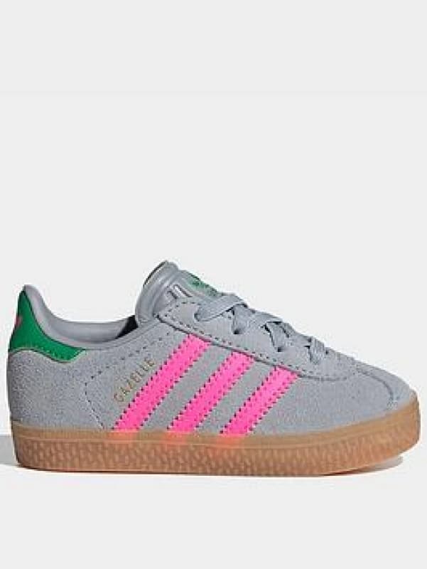 adidas Silver Gazelle Girls Toddler Trainers Silver UK 3 (EU 19)