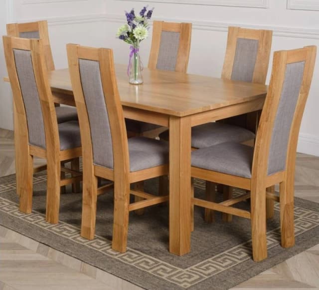 Thats Furniture Oslo 150 x 90cm Medium Oak Dining Table & 6 Stanford Chairs in Brown Brown Unisex 150 x 90 cm