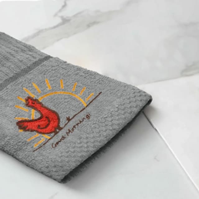 Velosso Embroidered Chicken Easy Care Tea Towels, Pack Of 3