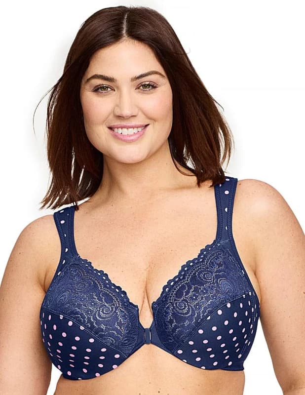 Glamorise Glamorise 1245 Wonder Wire Bra Navy Print - Glamorise - Size: 44D Navy Print Female 44D CB42838