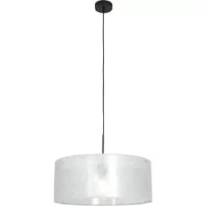Sienna Sparkled Light Cylindrical Pendant Ceiling Light Matt Black, Silver Shade