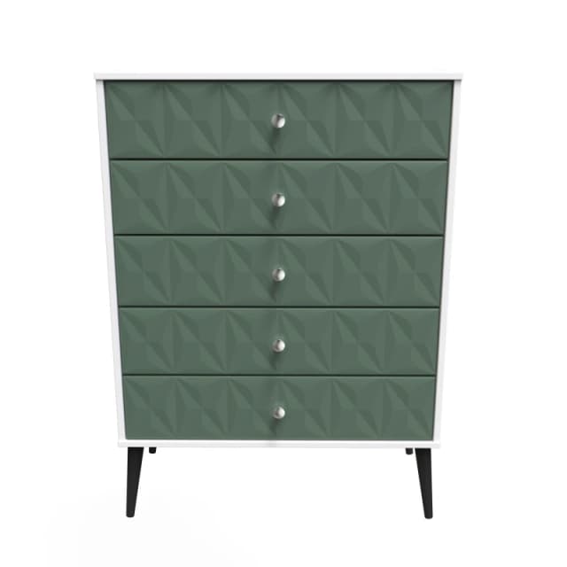 Toledo 5 Drawer Chest In Labrador Green & White (Ready Assembled)
