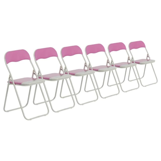 Harbour Housewares Coloured Padded Folding Chairs - Pink - Pack Of 6