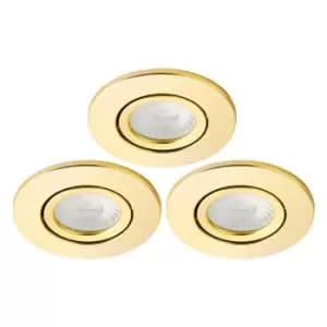 Spa Como LED Tiltable Fire Rated Downlight 5W Dimmable 3 Pack Cool White Satin Brass IP65
