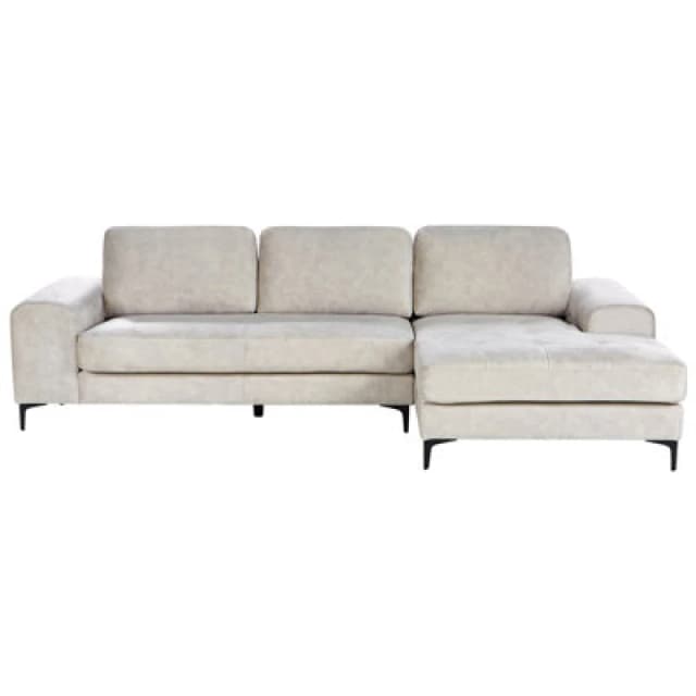 Beliani Corner Sofa 4 Seater Kiruna Velvet Light Beige Left Hand