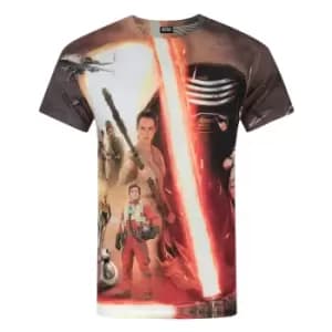 Star Wars Mens Force Awakens Heroes & Villains Sublimation T-Shirt (L) (Multicoloured)