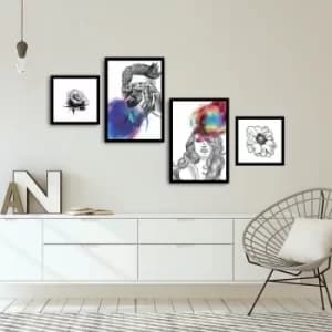 4PSCT-20 Multicolor Decorative Framed MDF Painting (4 Pieces)