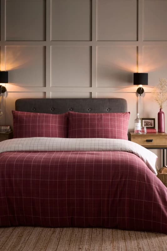 Dreams and Drapes Wynn Brushed Cotton Duvet Cover Bedding Set Burgundy