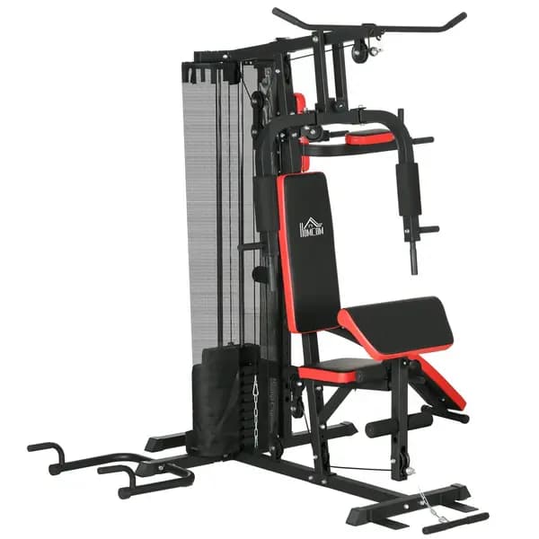 SPORTNOW Multi Gym Workout Station with Sit Up Bench, Push Up Stand Black