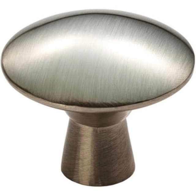 Loops Disc Shaped Cabinet Door Knob on Tapered Stem 27mm Dia Satin Nickel Handle Metallics unisex