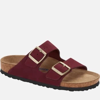 Birkenstock Womens Arizona Slim Fit Leather Double Strap Sandals - Maroon - UK 4.5