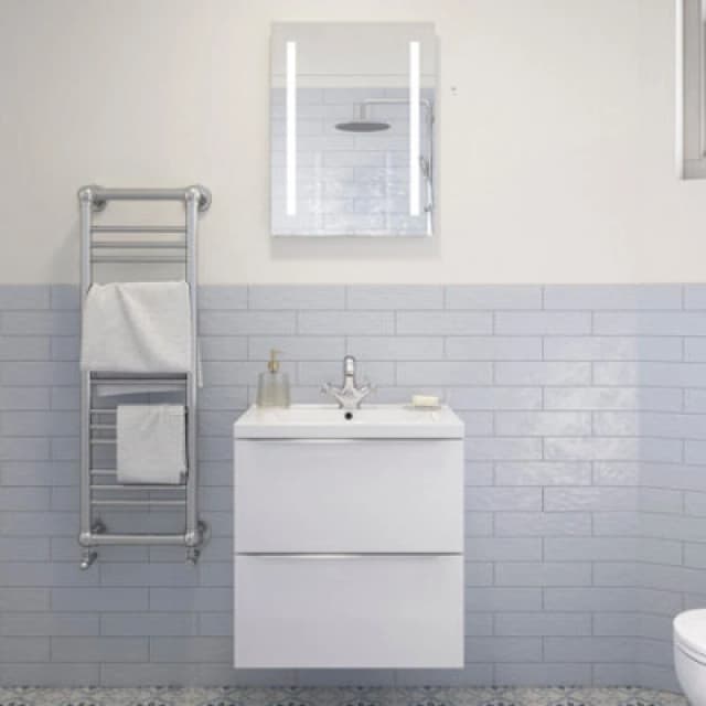 Sensio Ester Plus White Rectangular Wall-Mounted Bathroom & Wc Illuminated Contemporary Illuminated Mirror (H)65Cm (W)50Cm