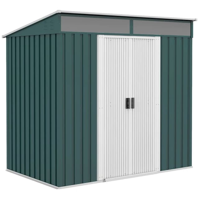 Outsunny 6.5 x 4ft Lockable Metal Shed w/ Foundation - Green 84H-006V00GN
