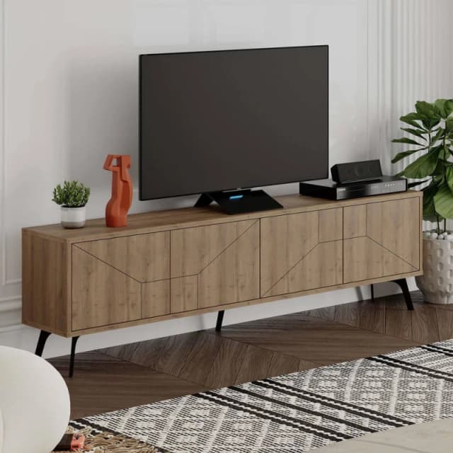 Decortie Dune' Modern TV Unit Multimedia Centre 180cm in Dark Brown Size: 2 Pack Dark Brown Unisex 2 Pack