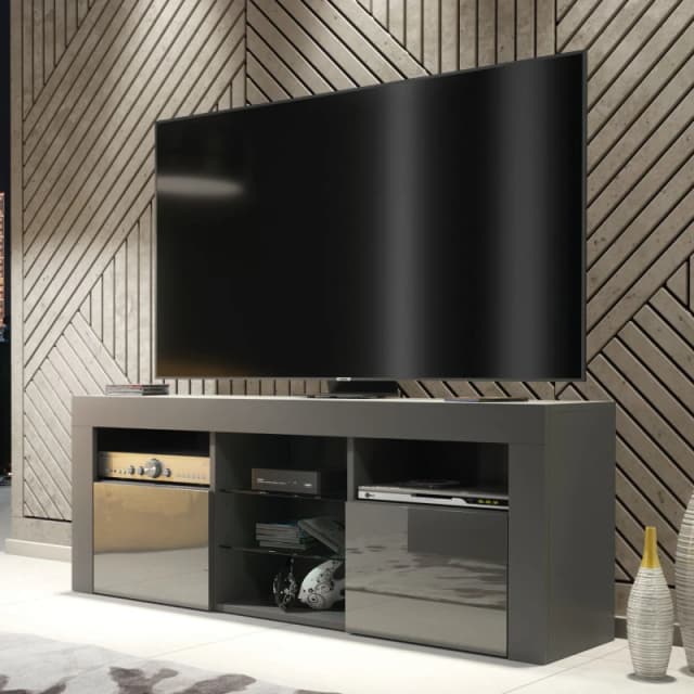 Creative Furniture Creative Furniture TV Unit 145cm Modern - Dark Grey with High Gloss Doors Dark Grey One Size Unisex 5061075249751