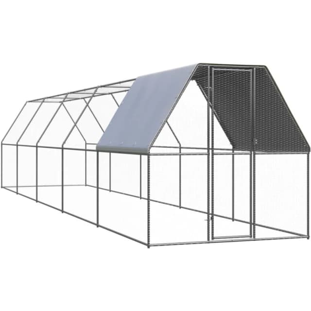 VIDAXL Outdoor Chicken Cage 2x10x2 m Galvanised Steel Vidaxl 8720286764701