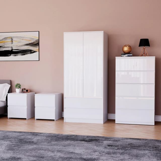 Lassic Vida Designs Glinton Gloss 4 Piece Bedroom Set 3 White unisex 4 Piece