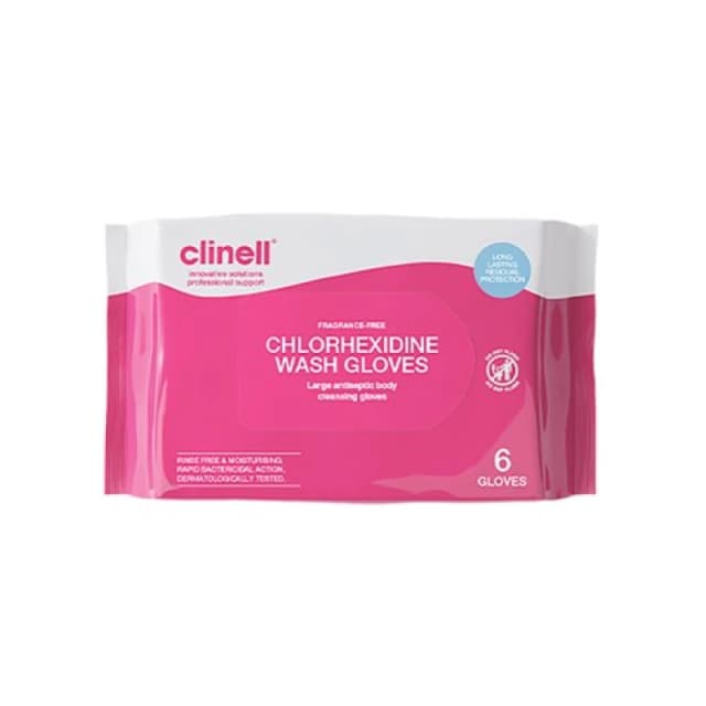 Clinell Clinell Chlorhexidine Wash Gloves Fragrance Free (Pack of 6) CHGWGL6FF CHGWGL6FF1