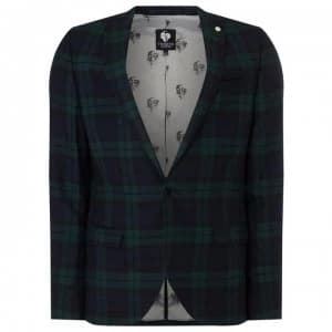 Twisted Tailor Ginger Skinny Fit Checked Jacket - Green