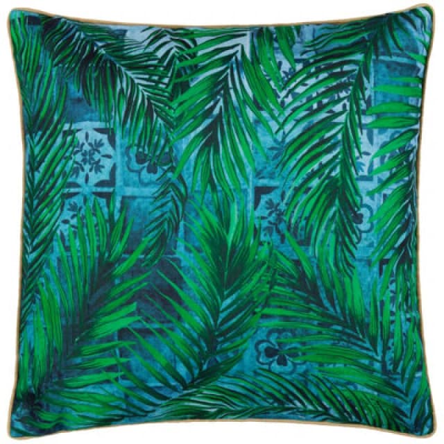 Paoletti Paoletti Majorelle Palm Tropical Outdoor Cushion in Blue Blue One Size Unisex 5025532851178