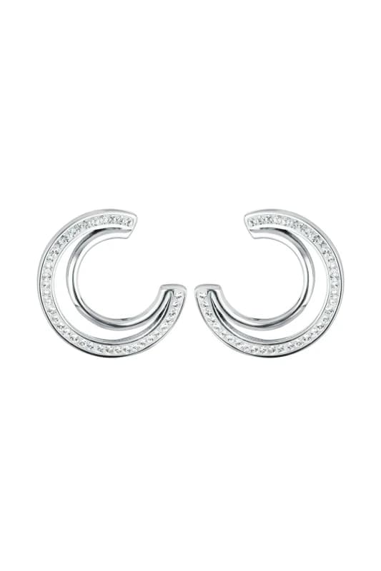 The Fine Collective Crystal Double Crescent Stud Earrings Silver female