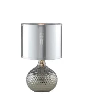 PULSAR Table Lamp with Round Shade Silver, Ceramic With Pvc Lampshade 22x35cm