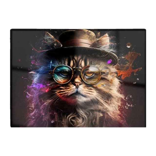Warren Reed Designer Siberian Cat With Glasses Splashart Chopping Board