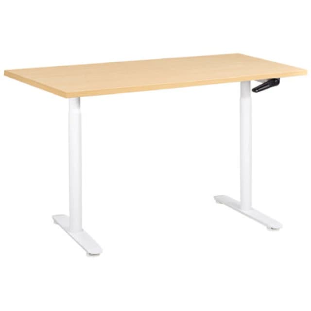Beliani Manual Adjustable Standing Desk Destinas Light Brown/ White 120 Cm 60 Cm