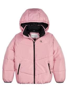 Calvin Klein Jeans Girls Relaxed Padded Jacket - Berry Size 12 Years, Women