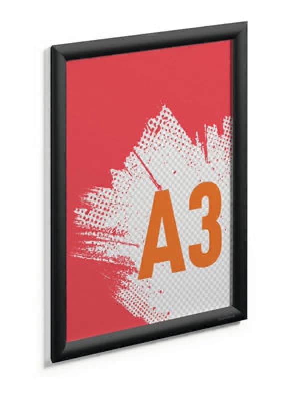 Durable Durable Aluminium Snap Frame Retail Clip Poster Holder Notice Board - A3 Black Black